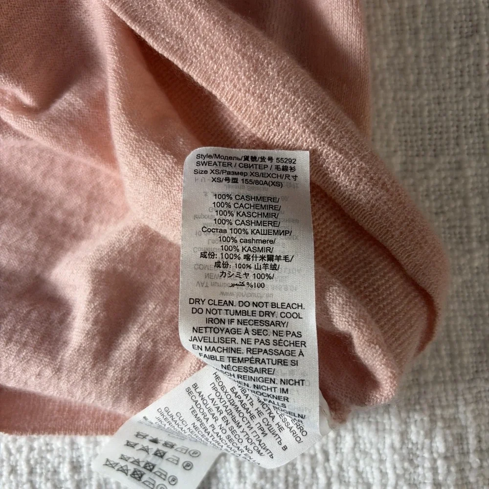 Tory Burch 100% Cashmere XS Sweater Gold Logo Buttons Soft Pink Luxury Preppy